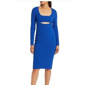 Rachel Rachel Roy long sleeve cutout bodycon dress blue size XS
